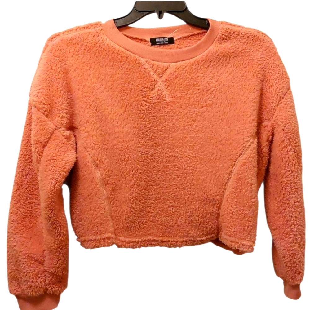 Jolie & Joy Soft and Fuzzy Crop Top Sweatshirt  Size L Rose Pink NWOT